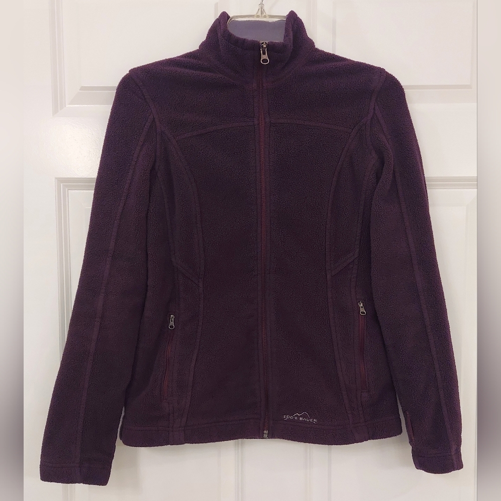 EDDIE BAUER | Small Polartec Full-Zip Fleece Jacket. Dark Eggplant. 4 Pockets.
